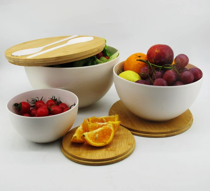 Лидер продаж 3700 мл экологически чистые миски из бамбукового волокна большие кухонные белый синий черный Меламиновый материал пищевое