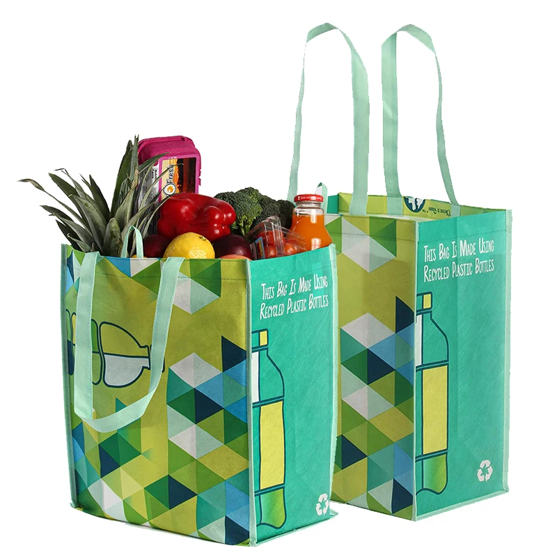 Heavy Duty Reusable Grocery Bag Made from Recycled Plastic Bottles Rpet Eco Friendly Tote Shopper Bag