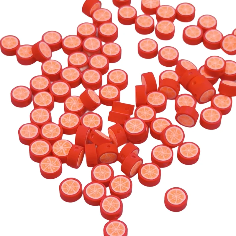 Hot selling 10mm fruit polymer soft clay slice DIY necklace bracelet loose bead wholesale