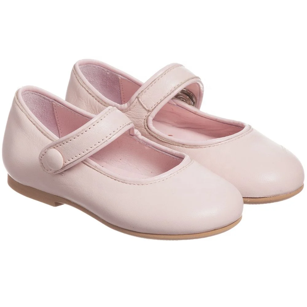 
Custom Girls Pink Flower Wear-Resistant Leather Dress Shoes 