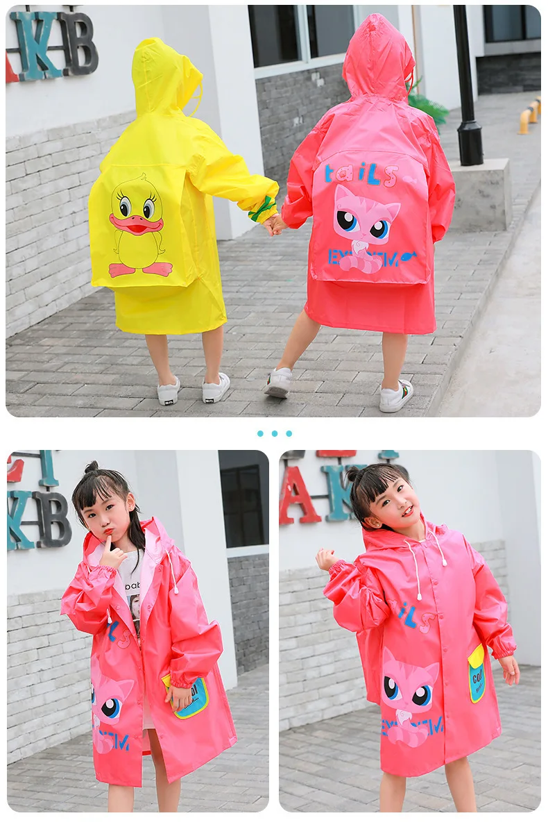Manufacturer Supplier Custom Logo Polyester Cartoon Raincoats For Kids boy girl