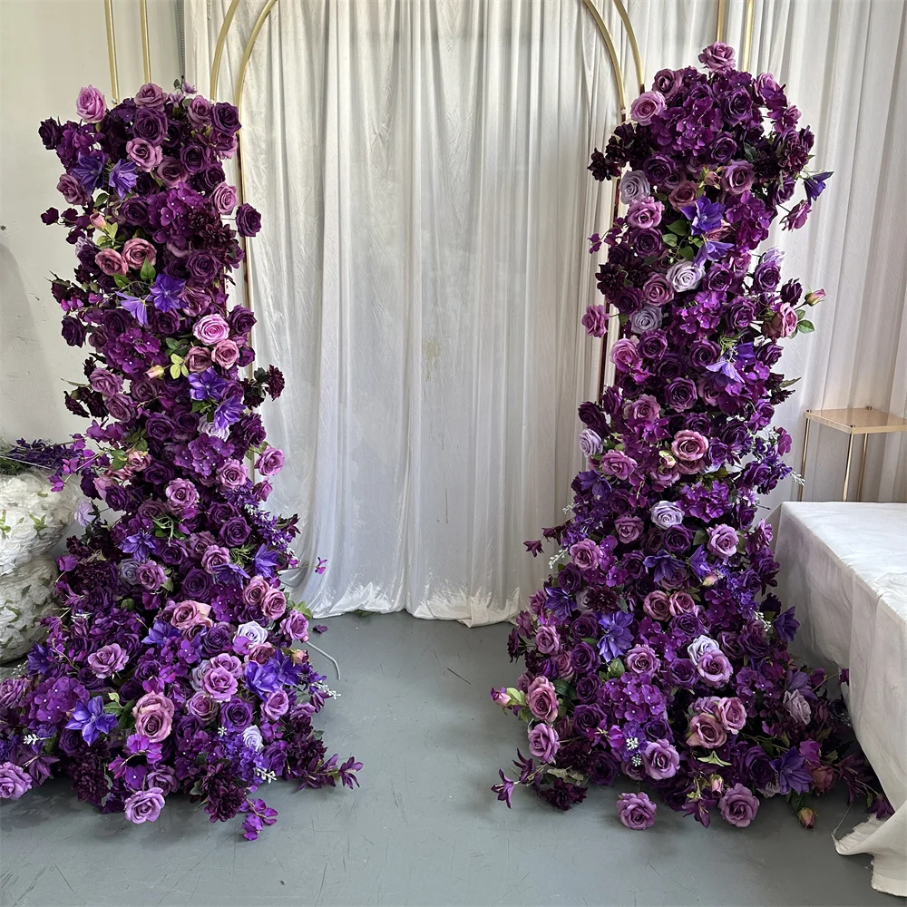 IFG wholesale 2m floral runners artificial deep purple flower garland for wedding