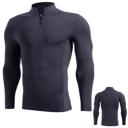 1/4 zipper Men Active Quick Dry Crew Neck T Shirts | Athletic Running Gym Workout long Sleeve Tee Tops