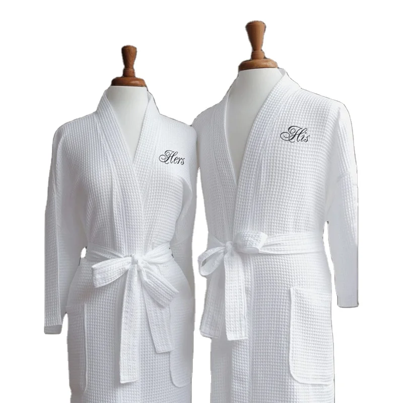 Wholesale Beauty Salon Single Layer White Waffle Bathrobe for SPA