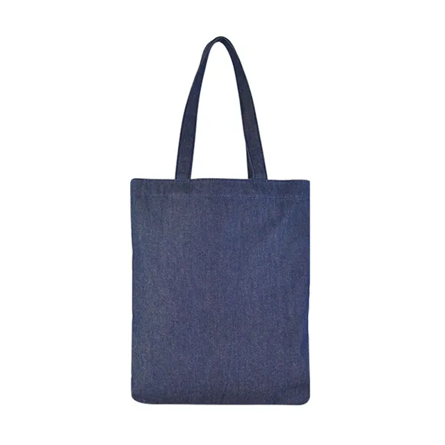 Wholesale Eco Friendly Custom Print Embroidery Logo Soft Washed Denim Handle Shopping Jean Tote Bag with Zipper