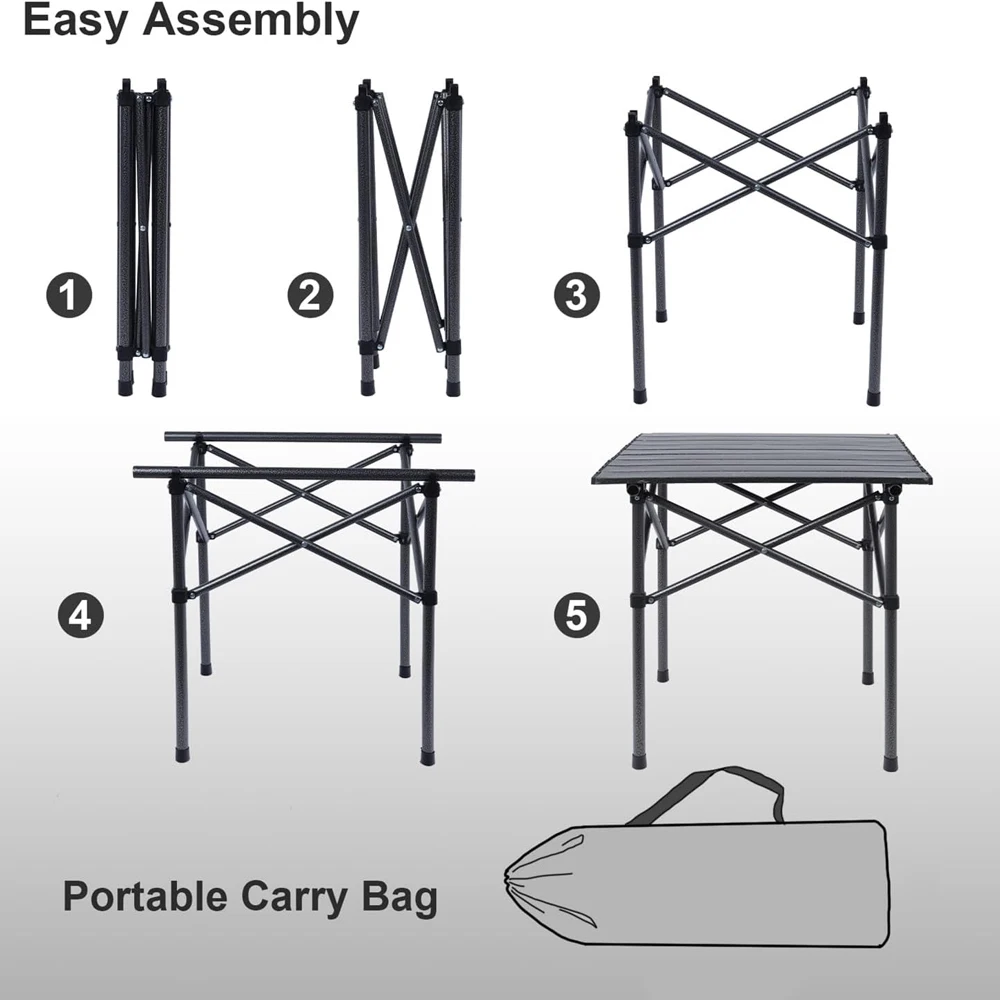 52*52*50cm Popular Outdoor Metal Portable Folding Camping Table For Beach Picnic Hiking Fishing