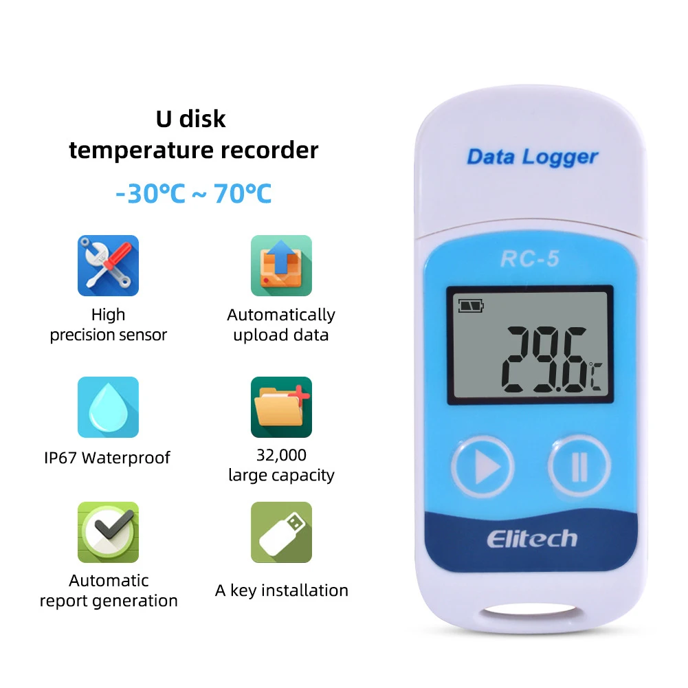 High Accuracy USB Temperature Recorder for Freezer Cold Room Digital Thermometer Data Logger
