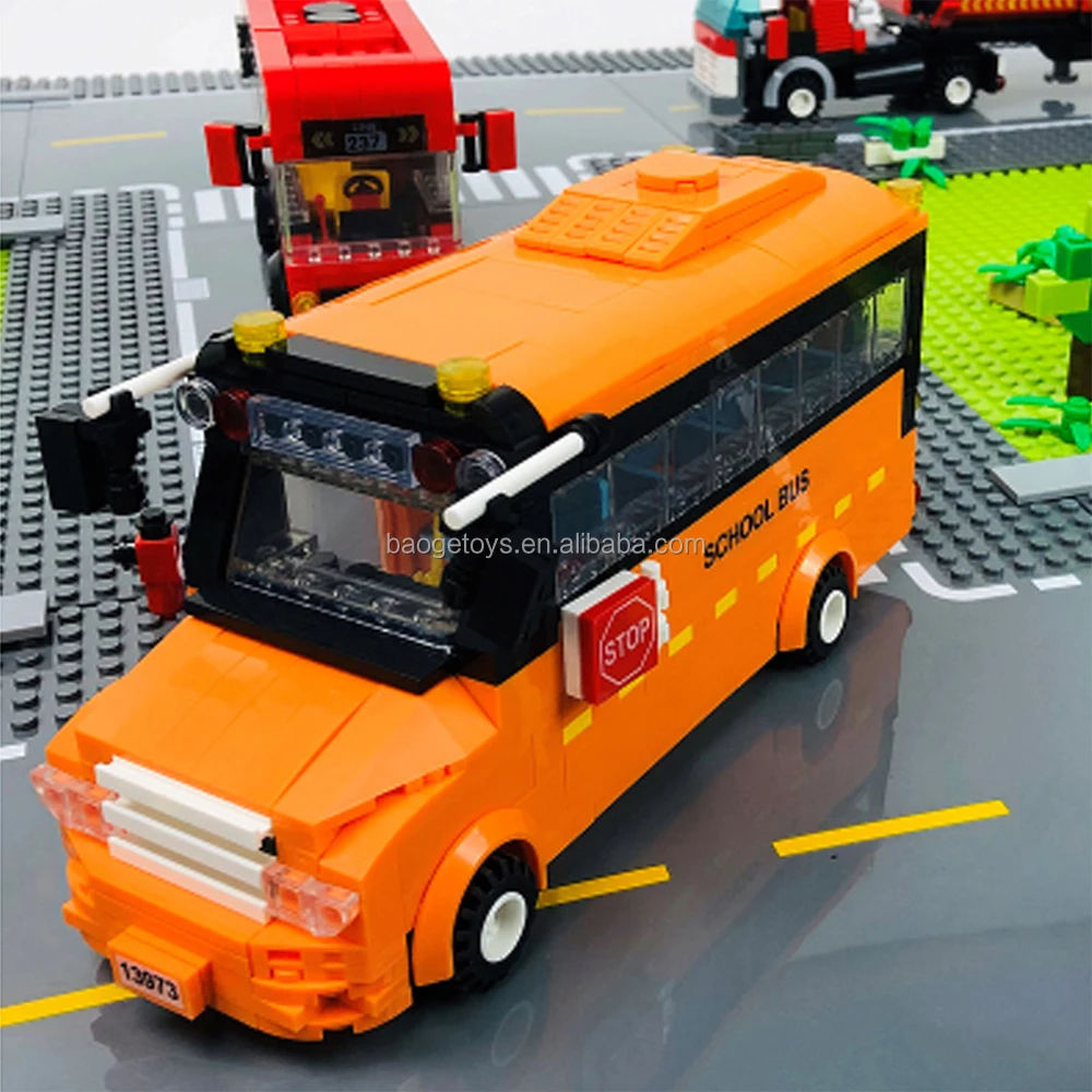 Wange No. 3973 the School Bus  Toy Car Blocks Toys for Kidg Creativity Bricks to Children Sliding Car City Block Set