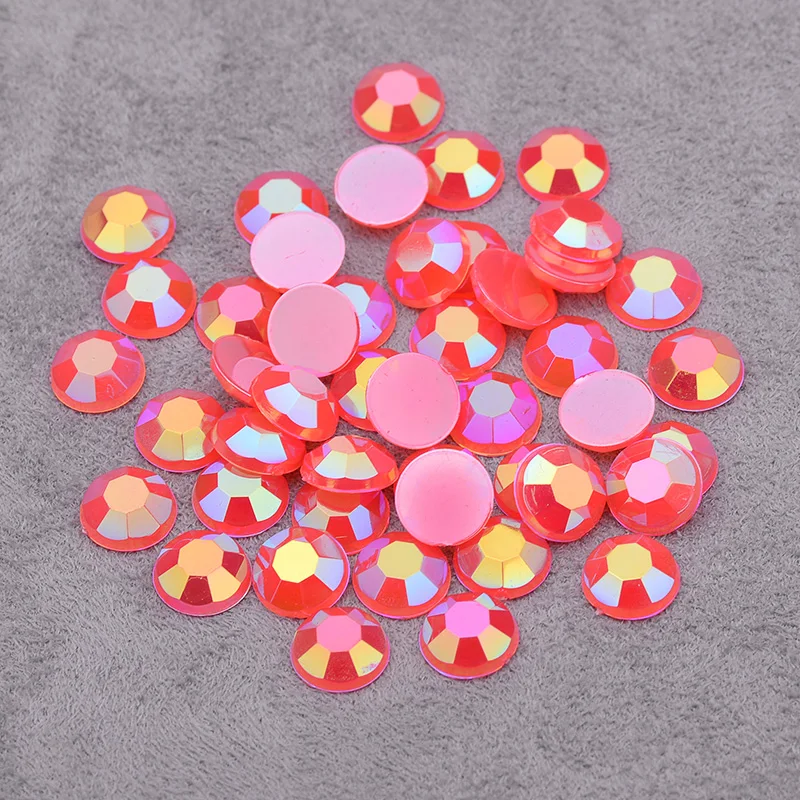 Wholesale 6 7 8 mm Jelly Rose AB Crystal Rhinestone Flat Back Round Crystal Stones Beads for Decoration