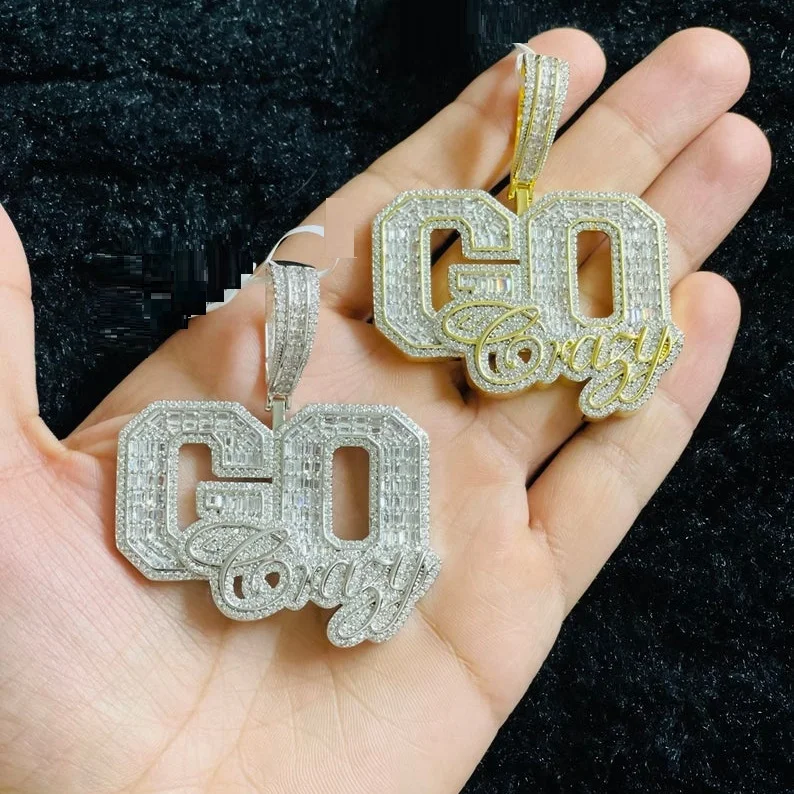 hip hop men go crazy  pendant necklace hiphop rock iced out bling 5A cubic zirconia gold plated HIP HOP jewelry