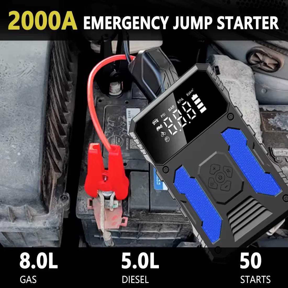 Заводской портативный пусковое устройство 150psi с автомобильным воздушным насосом шинный насос многофункциональный автомобильный аккумулятор стартер компрессором
