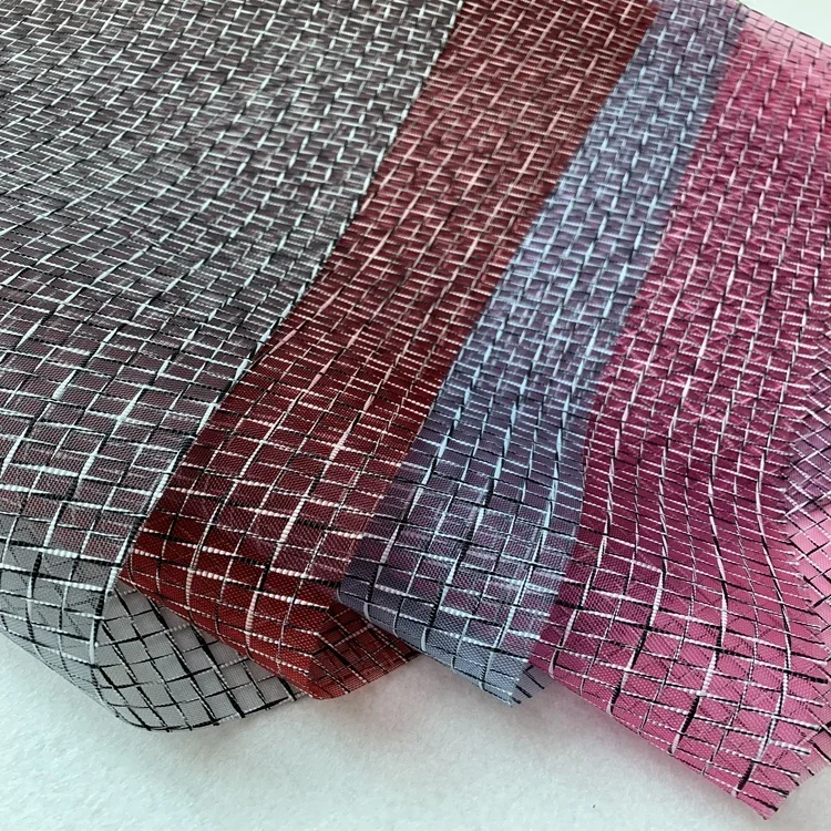 100 Polyester plaid woven mesh fabric for shoes bags