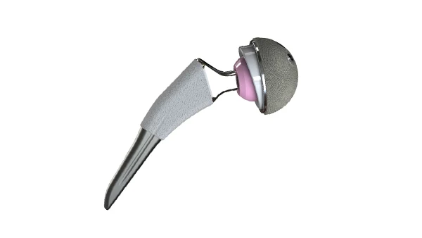 
Titanium hip prosthesis femoral stem with double coating prosthetic component 