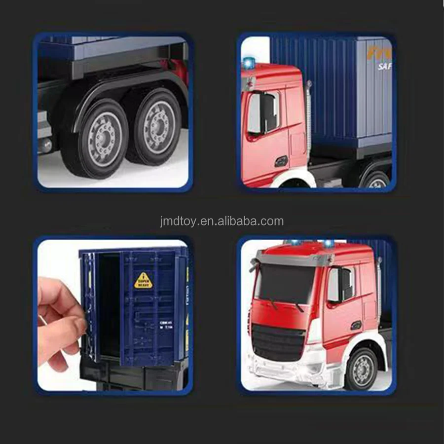 1/24 2.4G RC Car Trucks Remote Control and Trailer Rc Container  Metal Diecast Model Boys Toy Kids Car