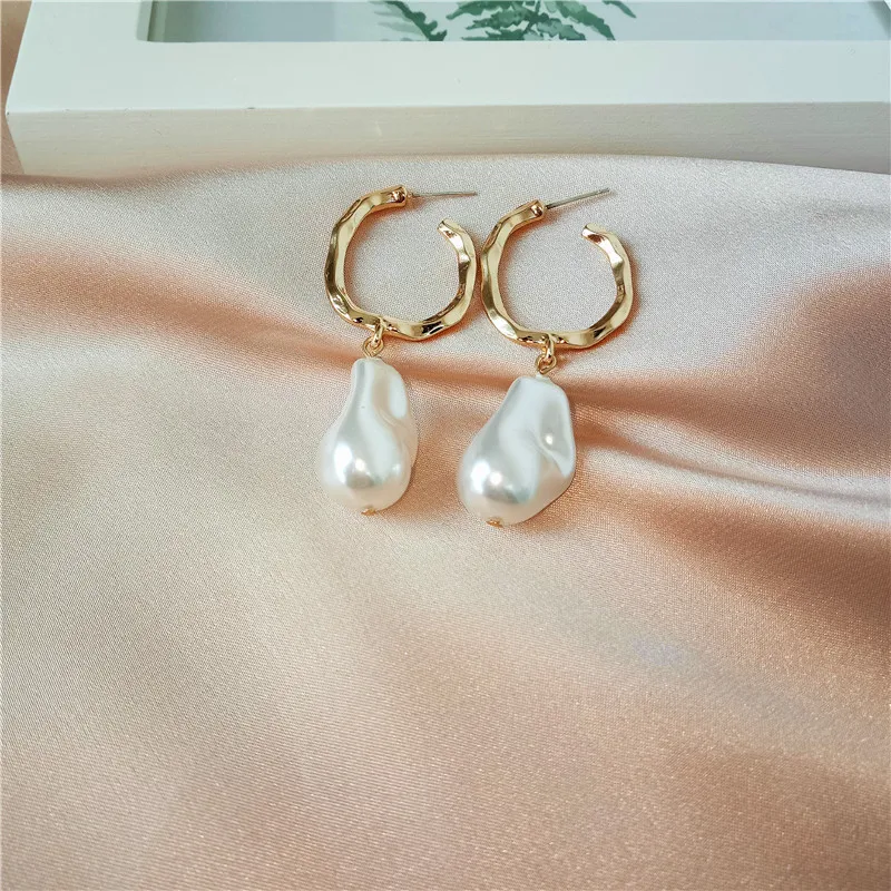 2021 Pearl Earrings Genuine Natural Freshwater Pearl 925 Sterling Silver Earrings Irregular Pearl Jewelry For Women Wedding Gift