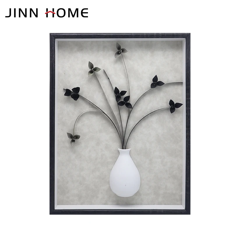 Black Frame Box 8x10in Shadow Box With Fancy Paper Background and Handmade crafts Flower Art For Wall Decor