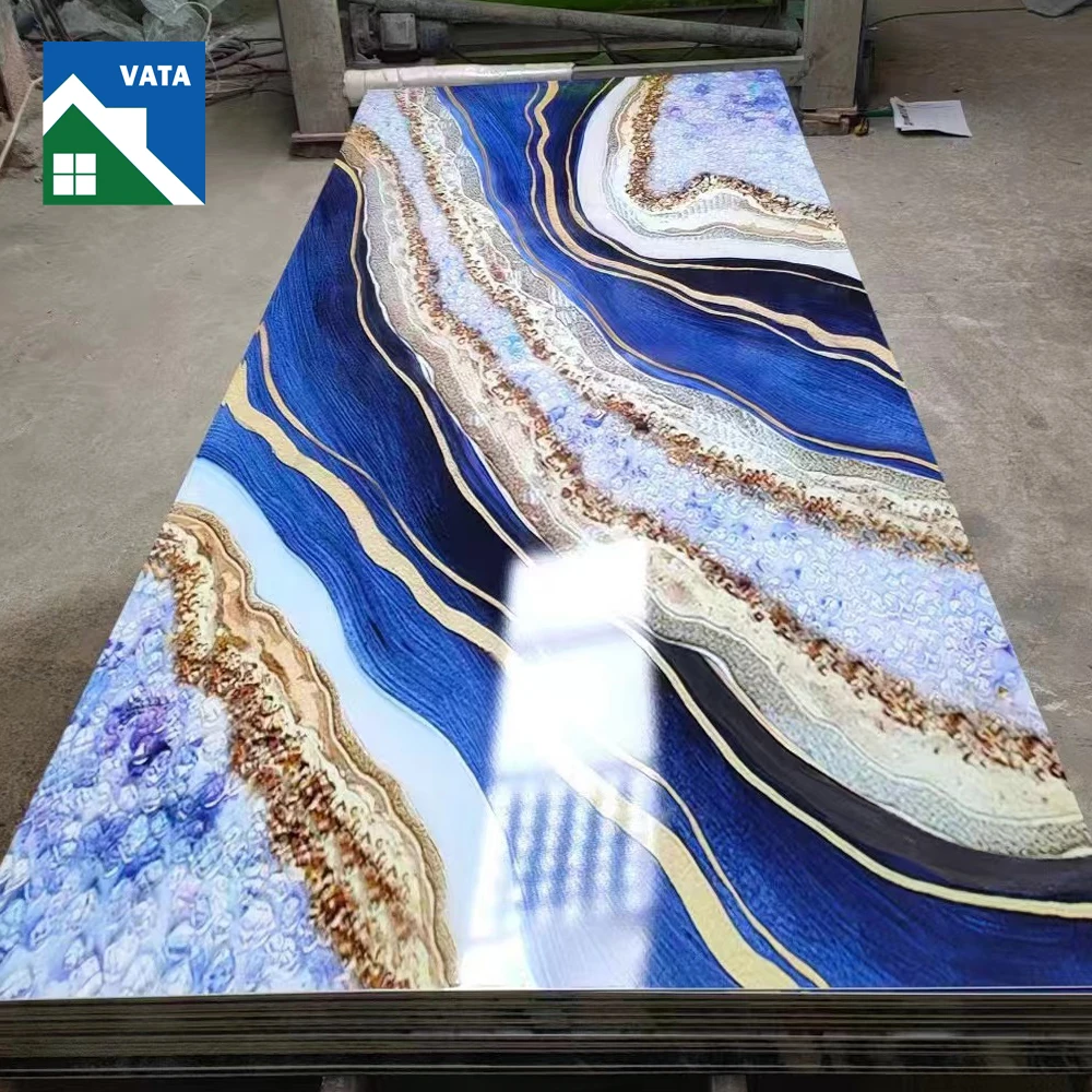 Wholesale Price High Glossy UV Coating 4*8ft 2~3.5mm Thickness PVC Marble Sheet for Wall Decoration