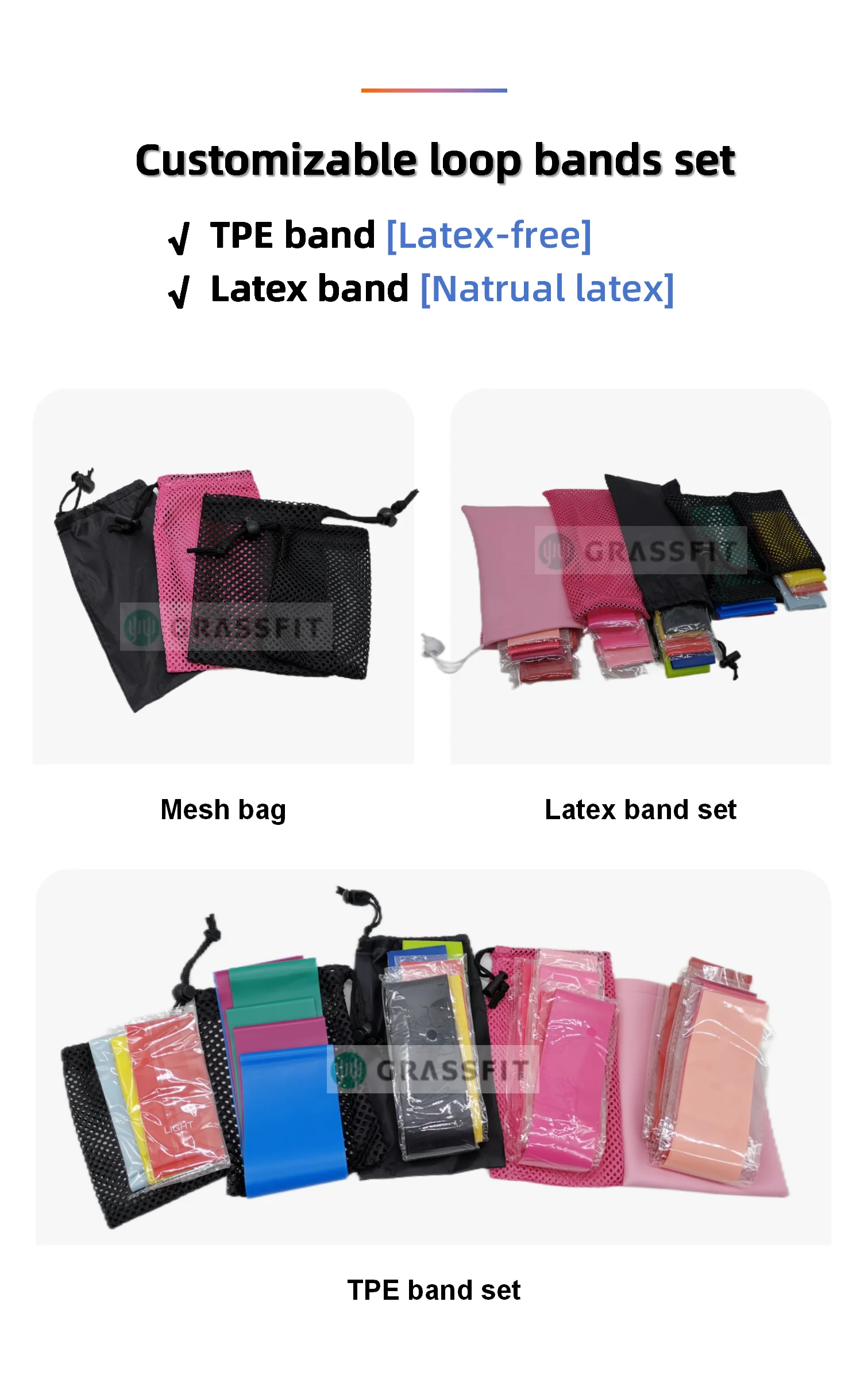 100% Natural latex modified rubber latex-free Resistance Band Elastic Bands home gym fitness resistance loop exercise bands set