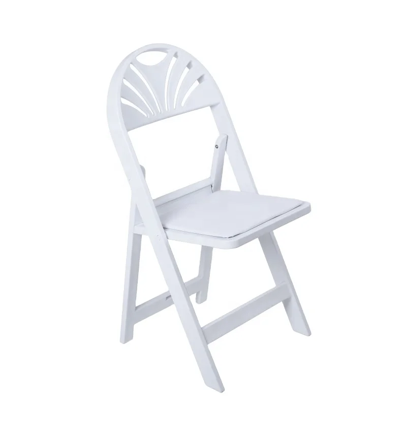 New style seat padded wedding resin folding chair fan back