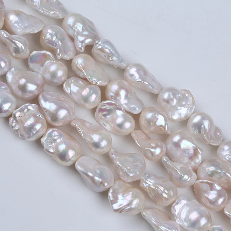 ZHUHJI Wholesale 16-19mm White  Baroque Natural Freshwater Cultured Loose Pearl