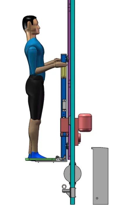 Single man climbing lift Climb free for wind tower turbine