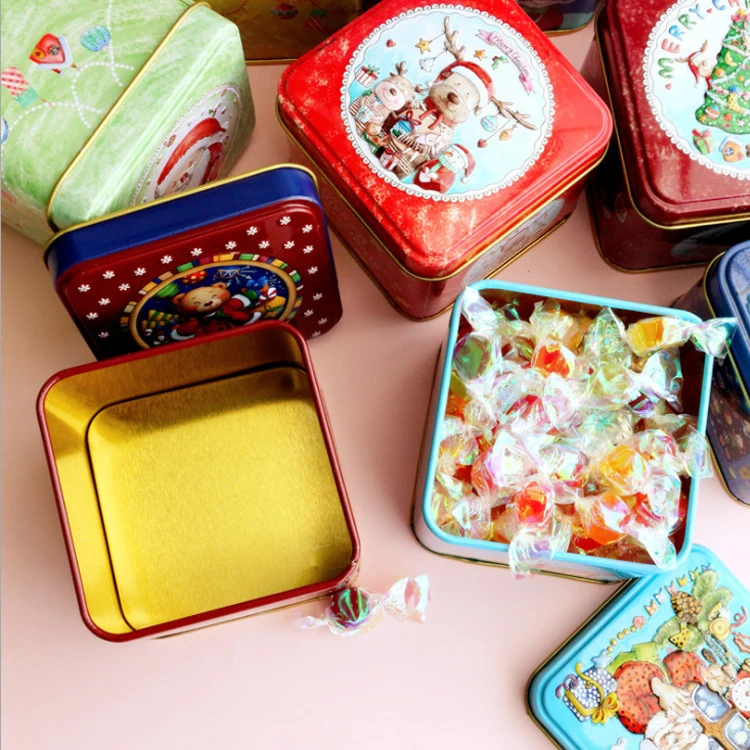 Hot Selling Tinplate  Christmas Metal Receiving Candy Tin Box Packaging For Gift