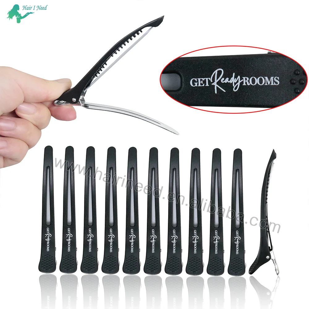 6Pc/set Home Holding Hair Styling Clip Flat Hair Clips Pro Salon Hairdressing Cutting Hairpin Styling Accessories with Logo