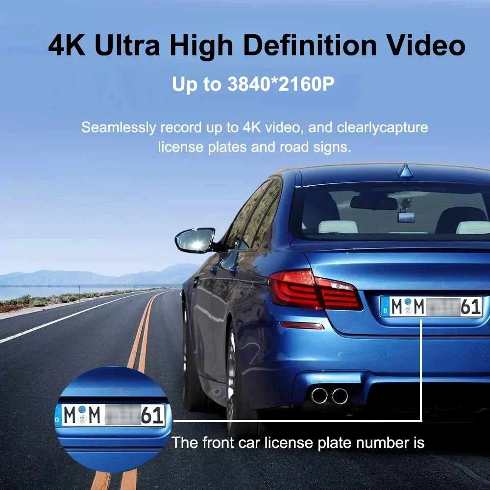 mini Ultra HD 4K Dash Cam Front and Rear Dual Camera Support WIFI GPS & App Control 24H Parking Monitor support 256g SD Card