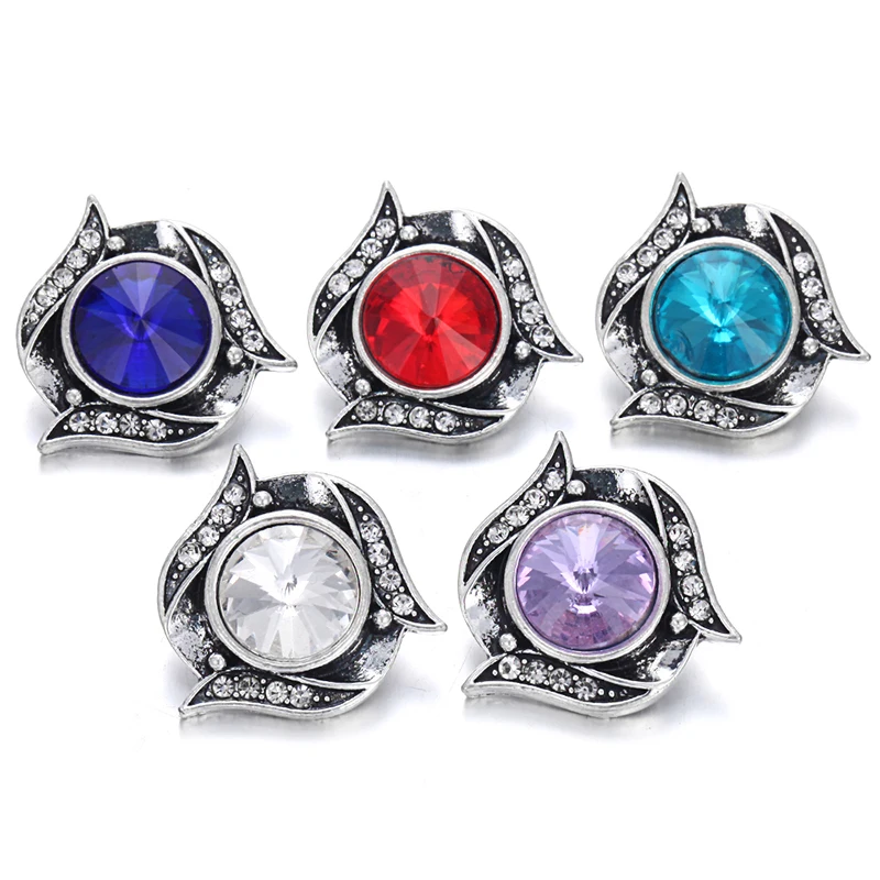 
Snap Jewelry Rhinestone Flower 18mm Snap Buttons Fit Bracelet Necklace Mixed Style Snaps Buttons Jewelry 