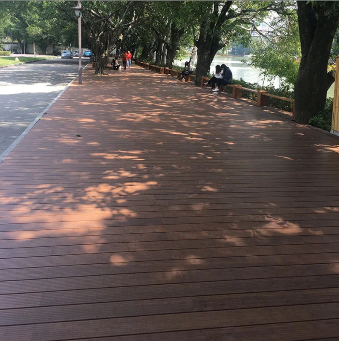 Outdoor Flooring High Density Groove Strand Woven Natural Solid Bamboo Decking Outdoor Carbonized Park Floor Deck in China