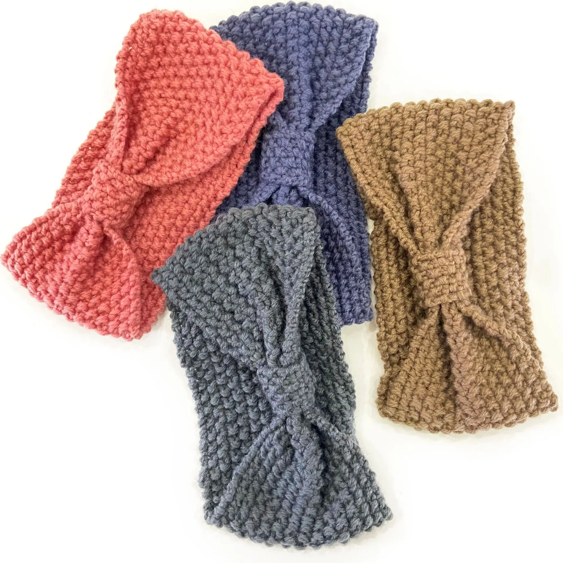 Factory Wholesale Wool Knitting Wide Headband Simple Corn Kernel Handmade Knitted Wool Elastic Headband For Women