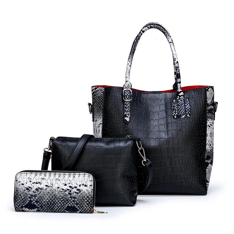Bolsos alligator PU leather handbag set Personality Ladies Messenger shoulder bags Custom Logo hand bag set