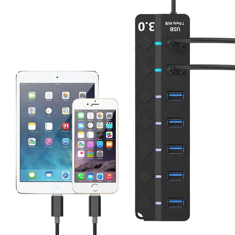 Usb Hub 3.0 5Gbps High Speed 7 Port Usb 3.0 Hub Splitter On/Off Switch For Macbook Laptop Pc