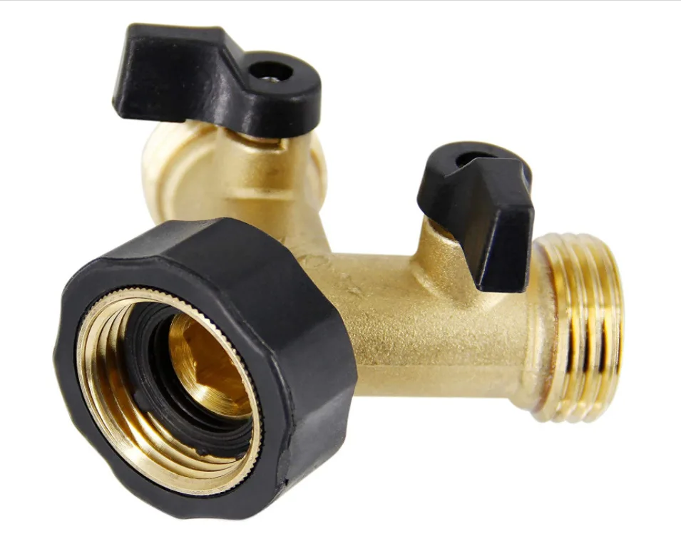 High Quality Water Adapter Irrigation Brass Hose Splitter Connector Y garden Two 2 way ball valve
