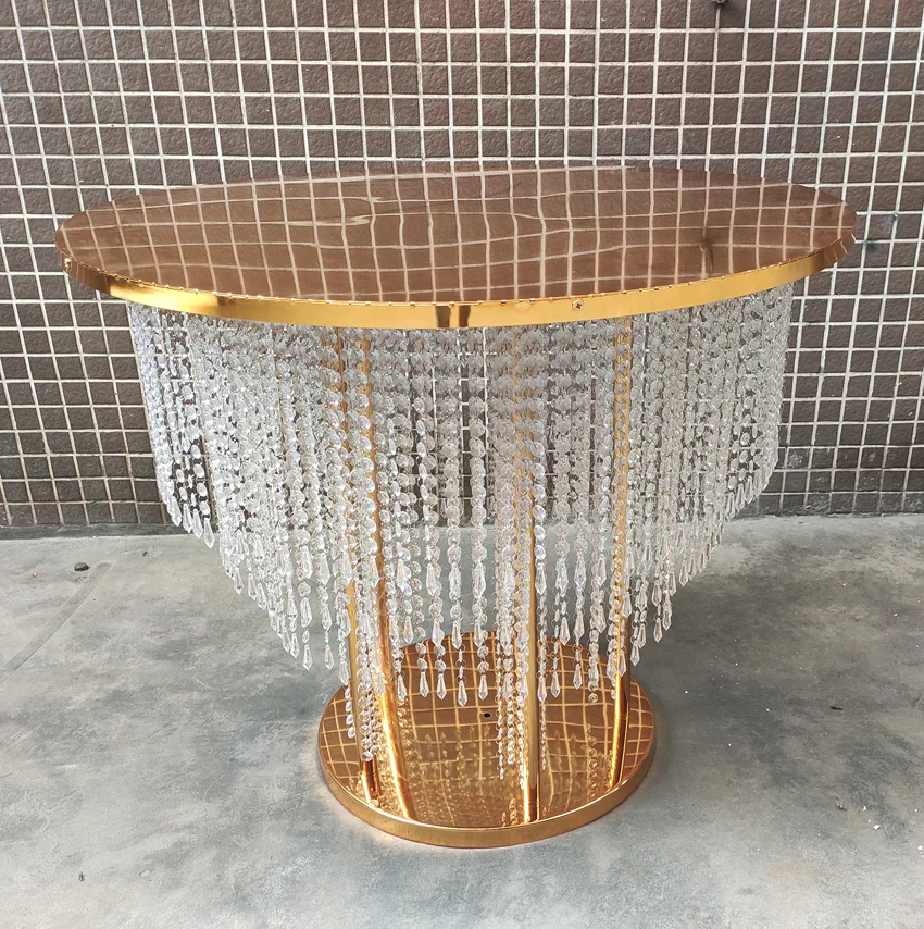 
 Свадебный стол для торта с золотыми кристаллами, новый дизайн  