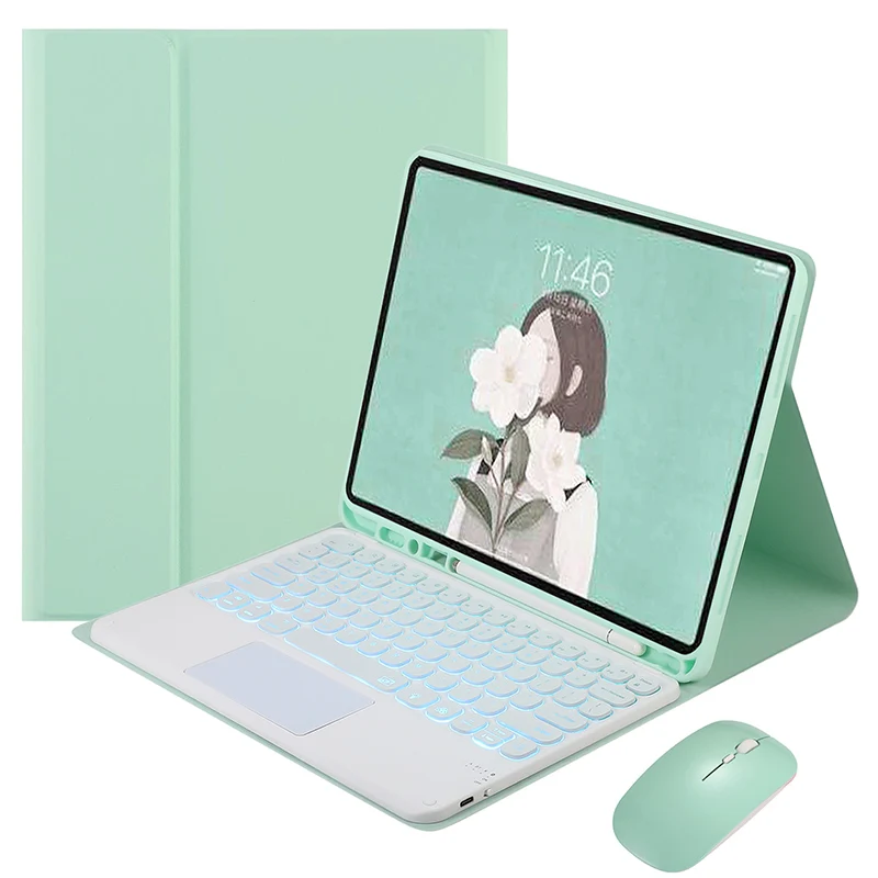 Защитный кожаный чехол для iPad Pro 12 9 дюйма 2021 2018 2020 с клавиатурой из АБС и ТПУ