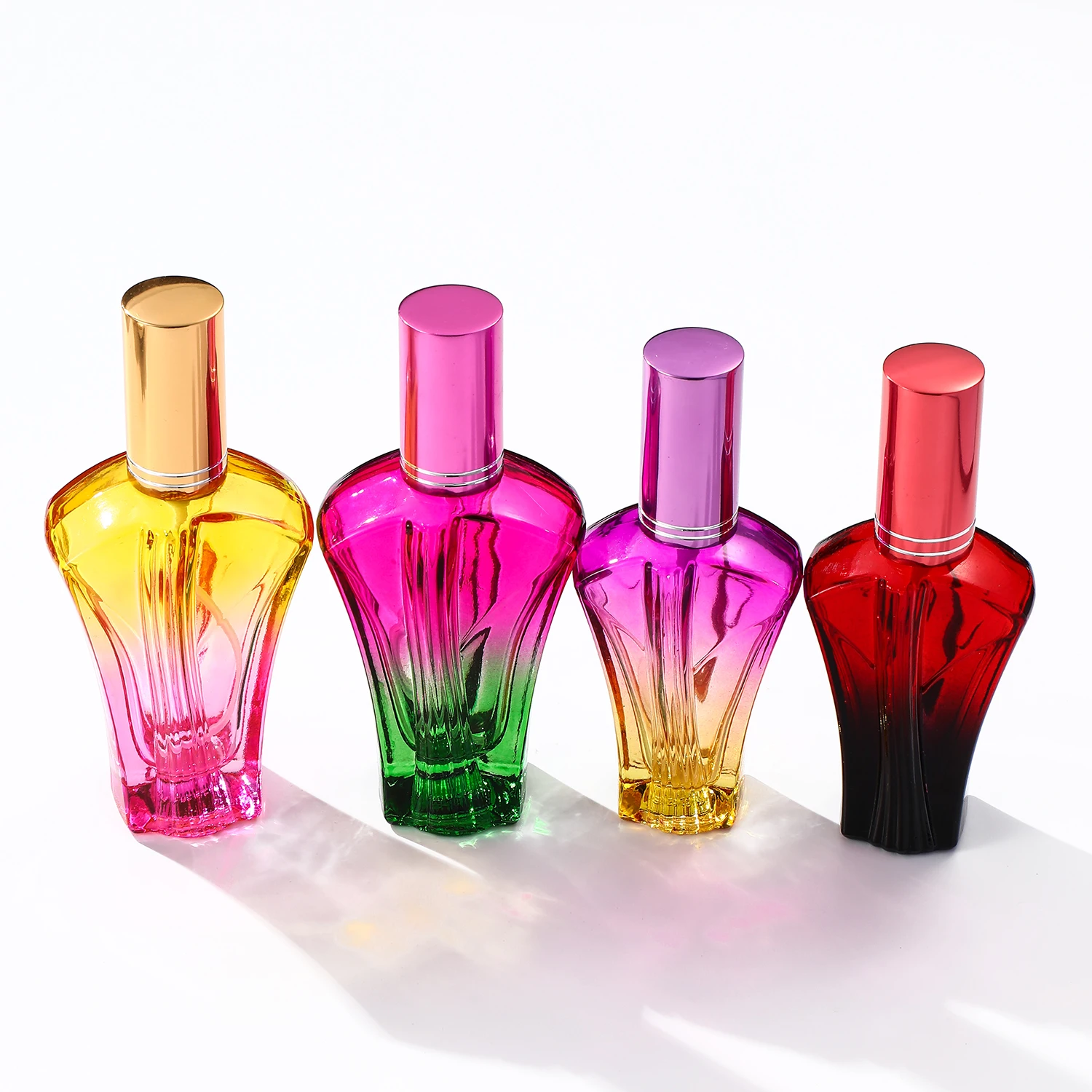 Vintage empty perfume  bottle glass 30ML 50ML colored glass bottle with packing and metal cap