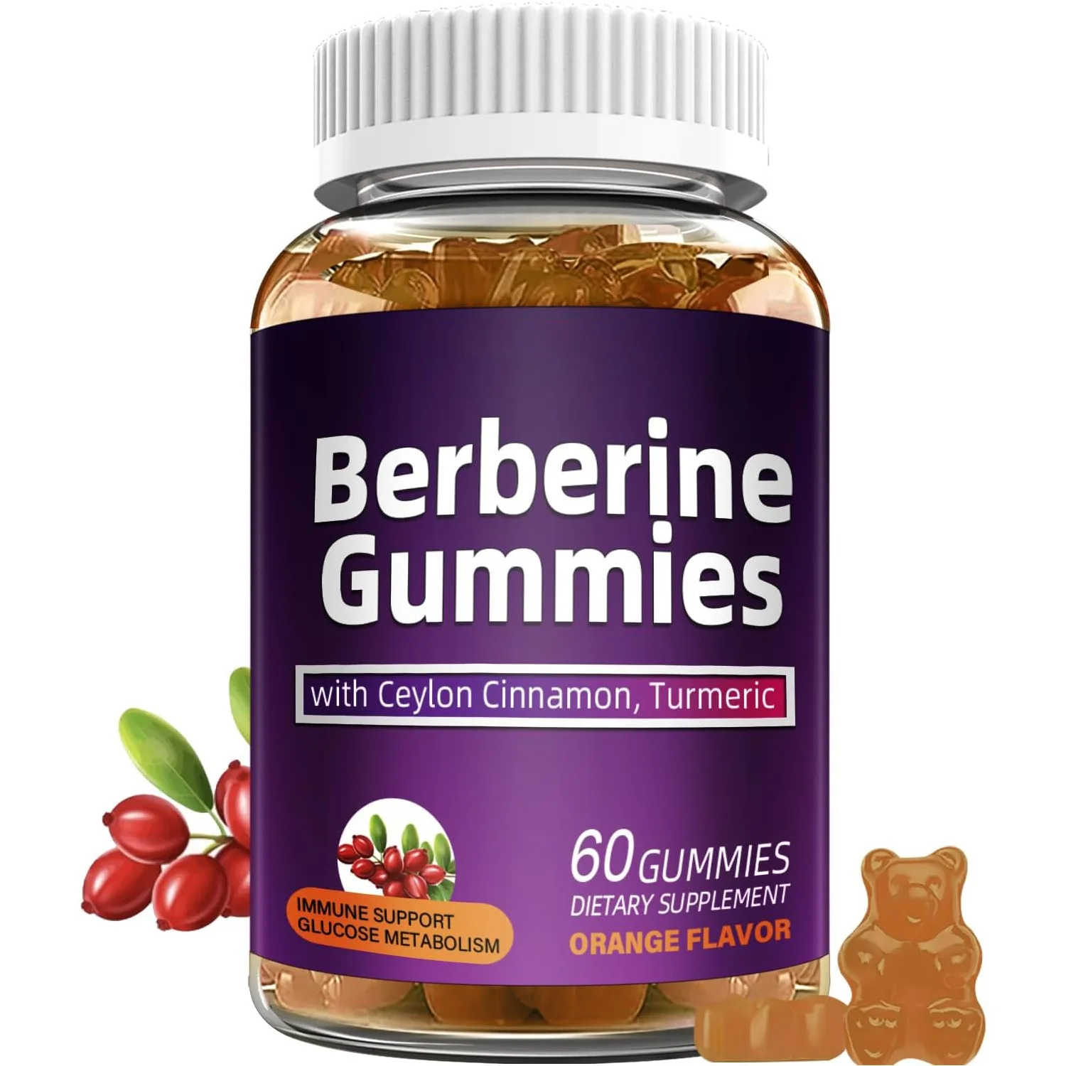 OEM /ODM Private Label Vegan Berberine Gummies with Ceylon Cinnamon Turmeric Extract Sugar Free Berberine HCL Supplement