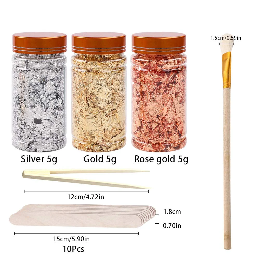 Gold Leaf Kit for Resin Nail Painting Earrings Necklace Key-chain and Art Craft Jewelry Making Decoration DIY