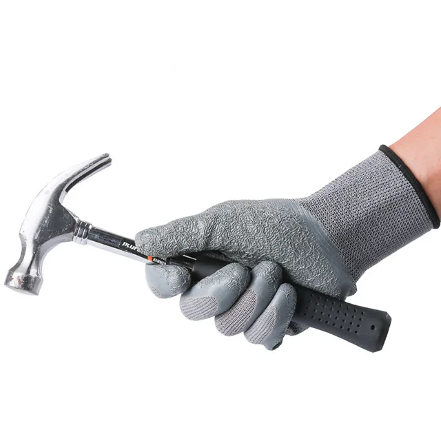 Wrinkled Non-Slip Wear-Resistant Oil-Proof Work Gloves Thickeneded Rubber Labor Protection Breathable Safety Gloves