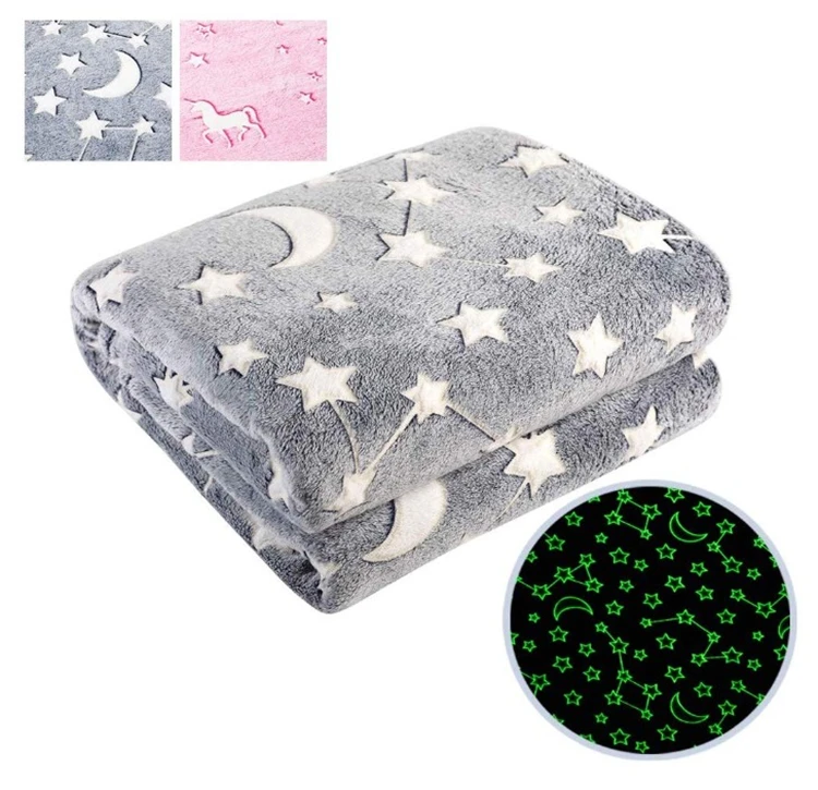 
Customized logo design baby throw glow in the dark blanket for children 
