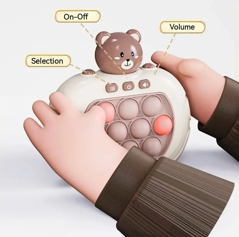 Handheld Whack-a-mole kids quick push game machine multi-functional bear shape two-color optional puzzle level decompression toy