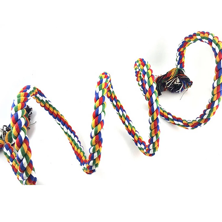 Parrot Rope Perch Cotton Rope Bird Perch With Bell Climbing Stand Bar Bird Bungee Toy Parrot Chew Toys Bird Perch Rope Bungee