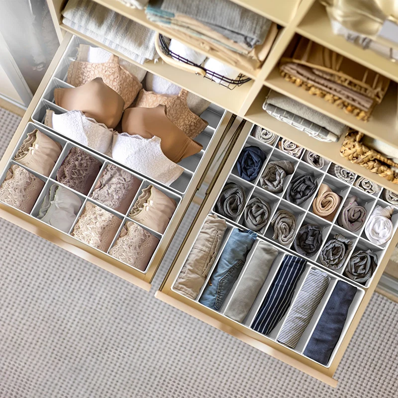 Household clothes storage boxes Organizer Stackable Foldable Fabric Drawer Socks Underwear Bra Storage Box