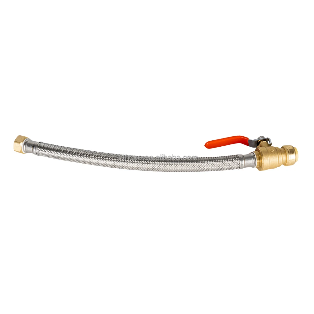 18' 24' Stainless Steel Braided Flexible Water Heater Connector with Ball Valve
