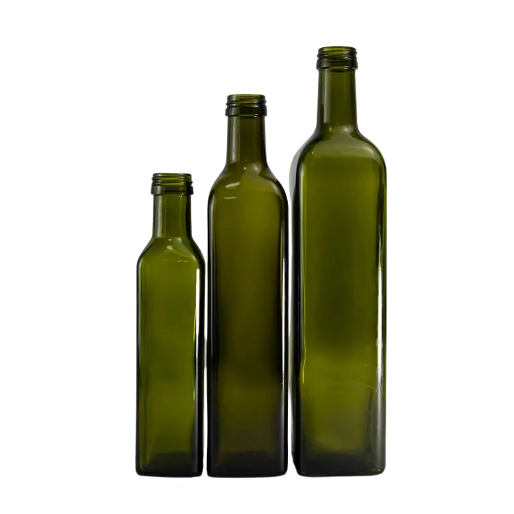 Food Grade 250Ml 500Ml 750Ml 1000Ml Square Amber Green Glass Bottle Coconut Oil Olive Oil Bottle