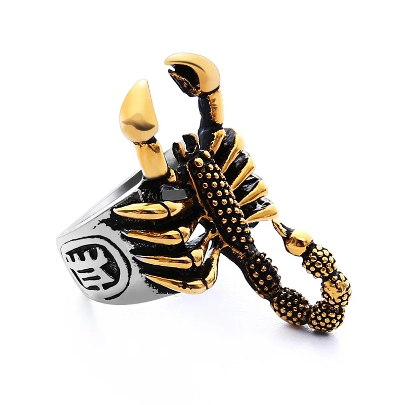 New stainless steel domineering gothic animal scorpion finger ring men