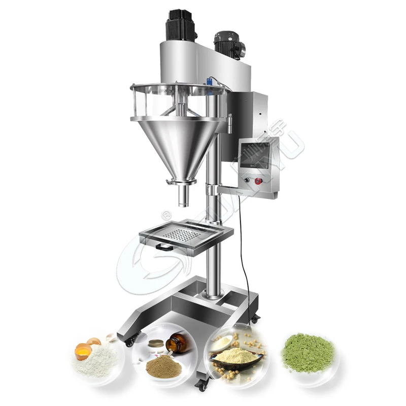 GY Semi-Auto screw feeder powder filling machine milk powder spice auger filler  jar can coffee packing machine