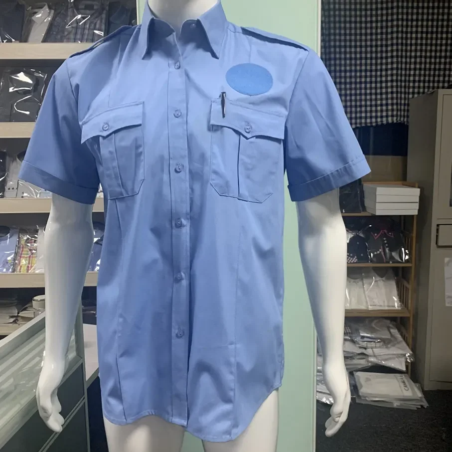 Wholesale Security Long Sleeve Dress shirts  Pilot White Dress Shirt for Men