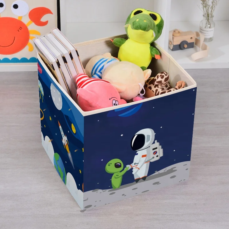 Custom Your Own Printed Design Fabric Container Cube Basket Bin Collapsible Storage For Toy Baby Nursery Toy Storage